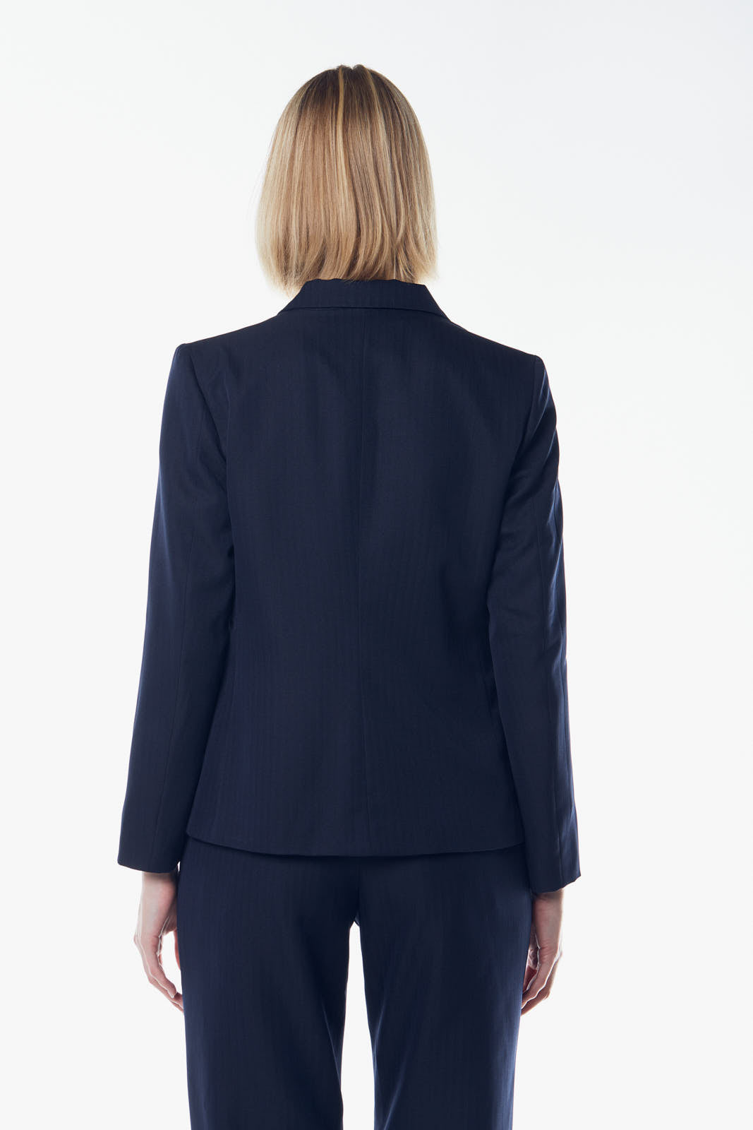 Navy Peak-Lapels Single-Breasted Blazer – Women’s Tailored Jacket